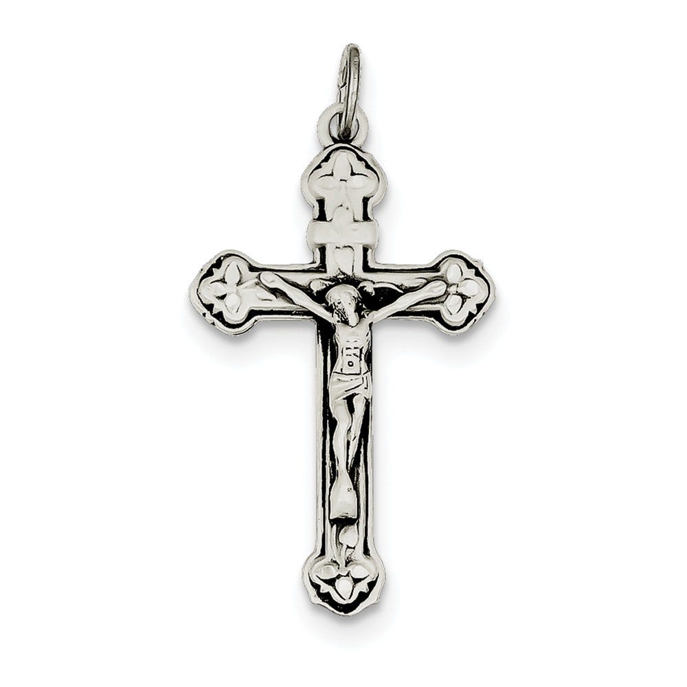 Antiqued Inri Rounded-Terminals Crucifix Pendant