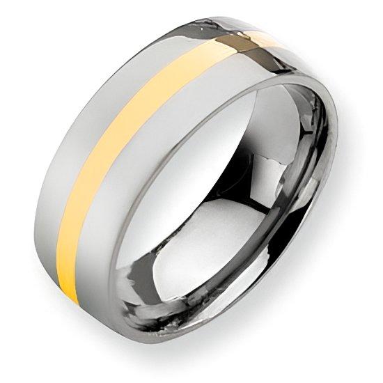 Titanium 14K Gold Inlay Approx. 0.31 Inch Polished Wedding Band