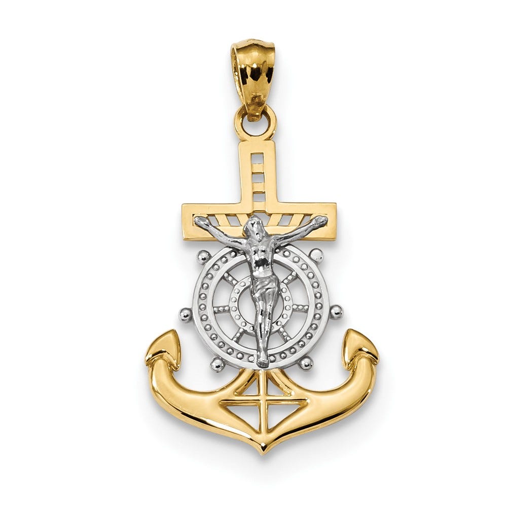 14K Yellow Gold Mariners Crucifix Pendant