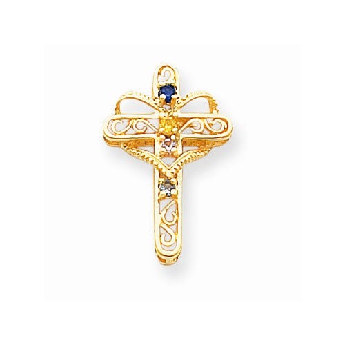 Genuine 4 Stone Mothers Cross Pendant