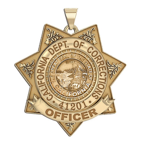 Personalized California Department of Corrections Badge with Rank and Number