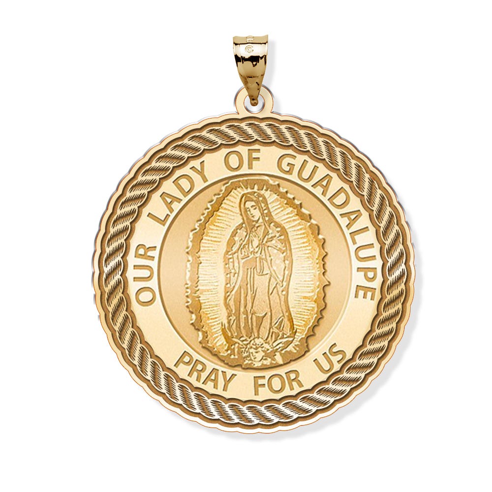 Our Lady Of Guadalupe Round Rope Border Religious Medal