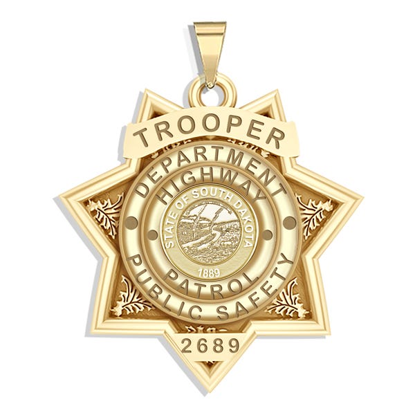 Personalized 7-Point Star South Dakota Trooper Badge with Rank, Number & Dept.