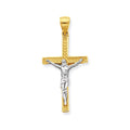 10K Gold And Rhodium Crucifix Pendant