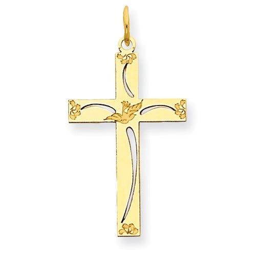 14K Yellow Gold Laser Designed Cross Charm