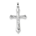 14K White Gold Inri Passion Crucifix Pendant