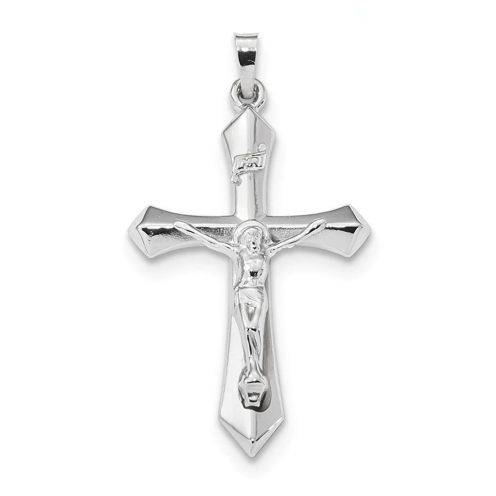 14K White Gold Inri Passion Crucifix Pendant