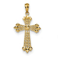 14K Gold Diamond-Cut Filigree Cross Pendant