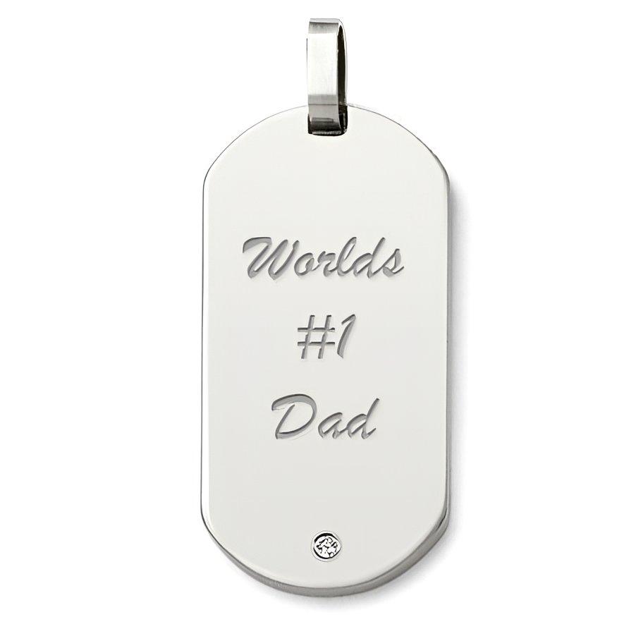 Engravable Stainless Steel Dog Tag with 24" Stainless Steel Bead Chain