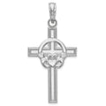 14K White Gold Claddagh Cross Pendant