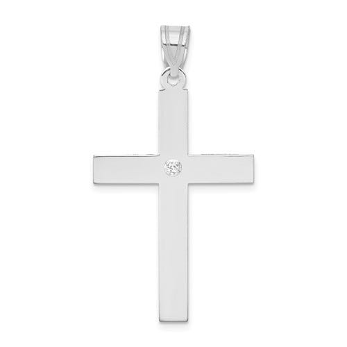 14K White Gold Diamond Cross Pendant