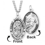 Saint Christopher Basketball Oval Medal With Chain