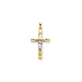 14K Two-Tone Inri Hollow Crucifix Pendant