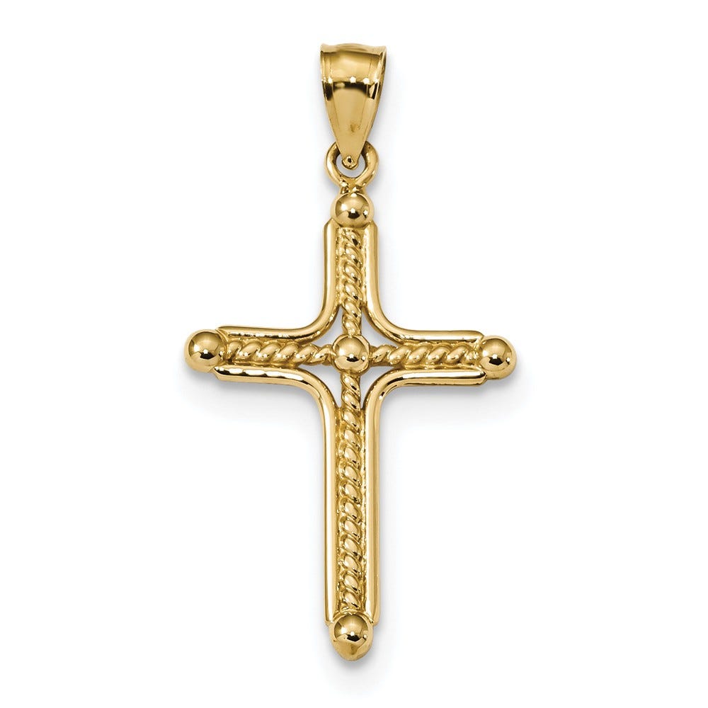14K Polished Braided Cross Pendant