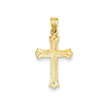 14K Yellow Gold Fleur De Lis Cross Pendant