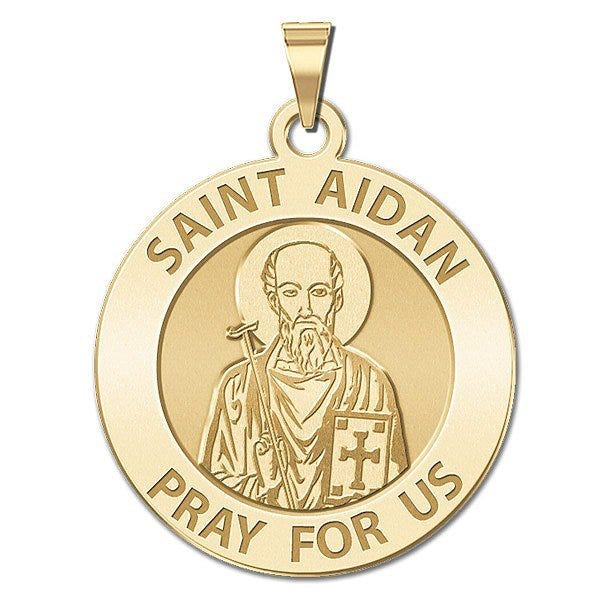 Saint Aidan Round Religious Medal