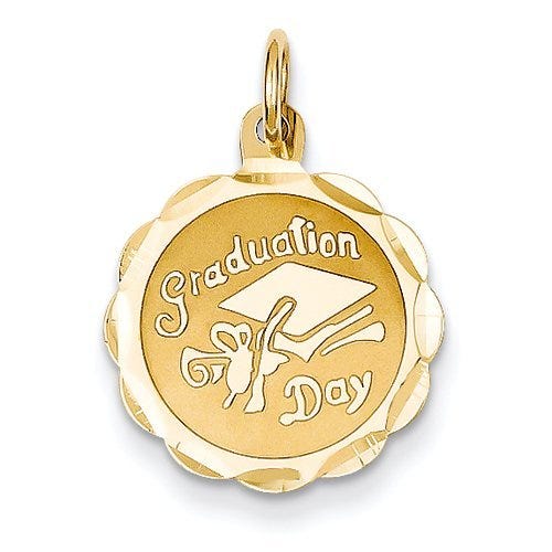 Floral Shaped Diamond-Cut Graduation Pendant Charm