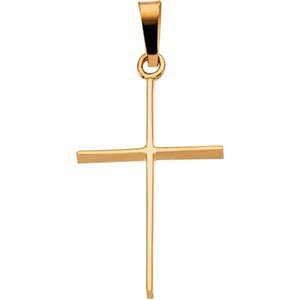 14K Yellow Gold Long Lower Arm Cross Pendant