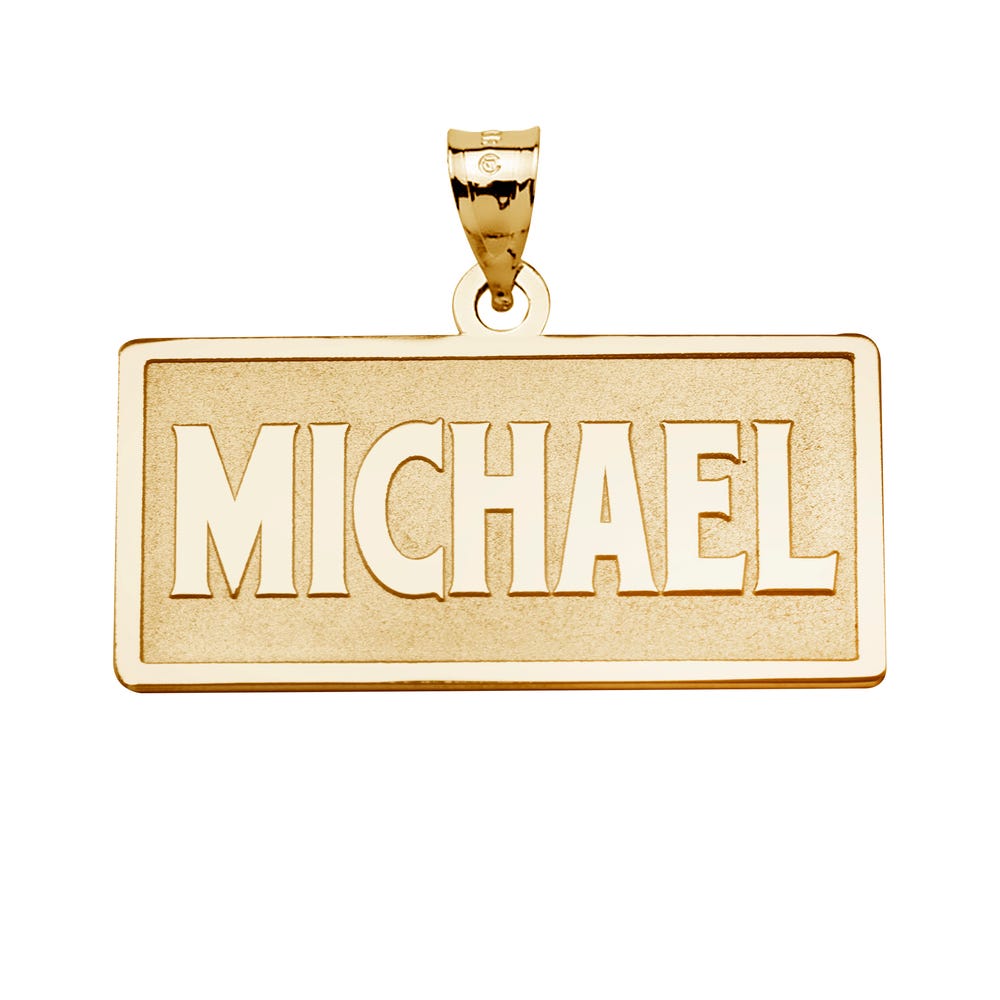 Block Style Horizontal Rectangle Name Necklace