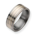 Titanium Sterling Silver Inlay Flat Approx. 0.31 Inch Brushed Wedding Band
