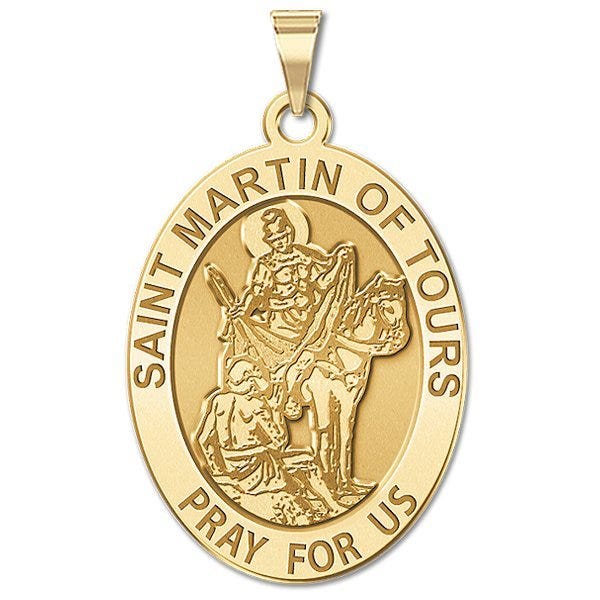 Saint Martin Of Tours Religious Oval Medal