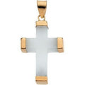 White Jade Square 14K Yellow Gold Cross