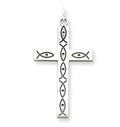 Sterling Silver Laser Designed Eyelet Cross Pendant