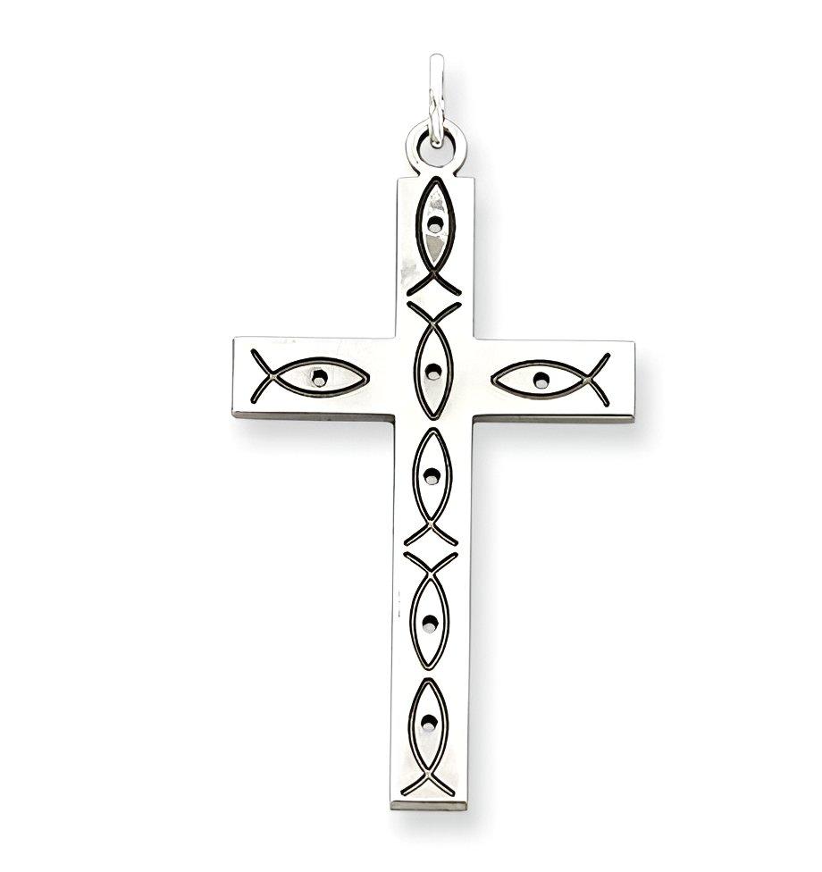 Sterling Silver Laser Designed Eyelet Cross Pendant