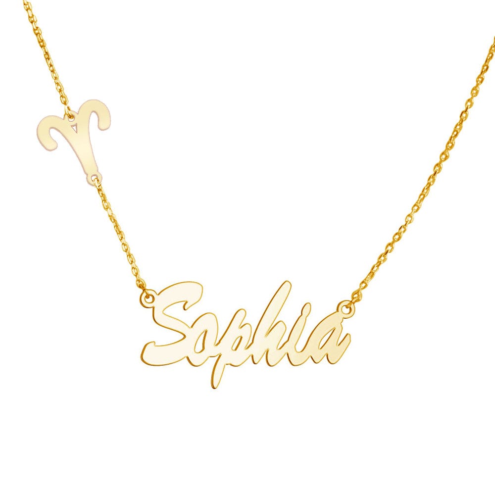 Personalized Zodiac Charm Name Necklace