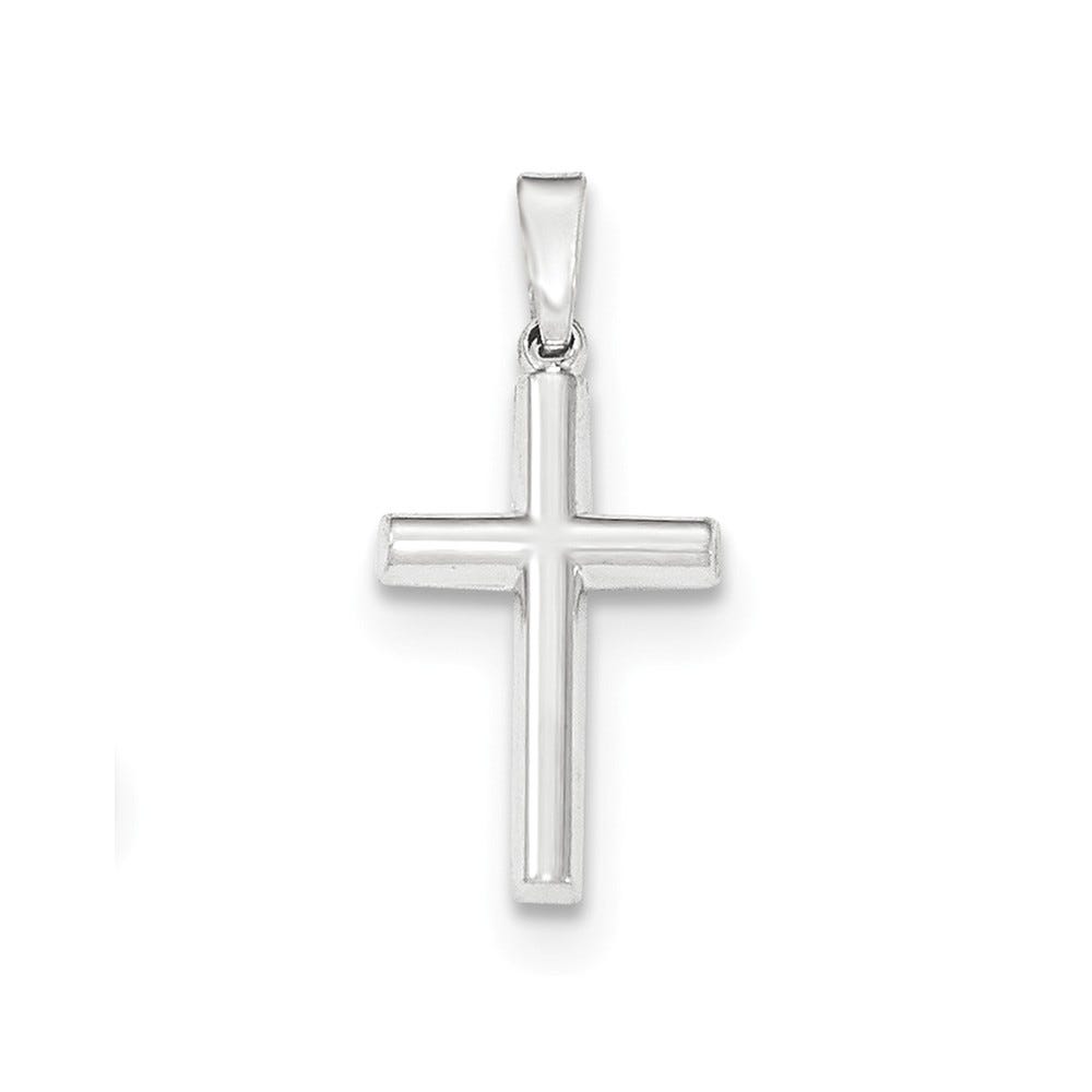 14K White Gold Polished Hollow Latin Cross