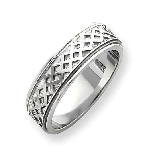 14K White Gold Approx. 0.27 Inch Fancy Wedding Band