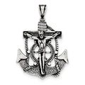 Sterling Silver Antiqued Inri Anchor Crucifix Pendant