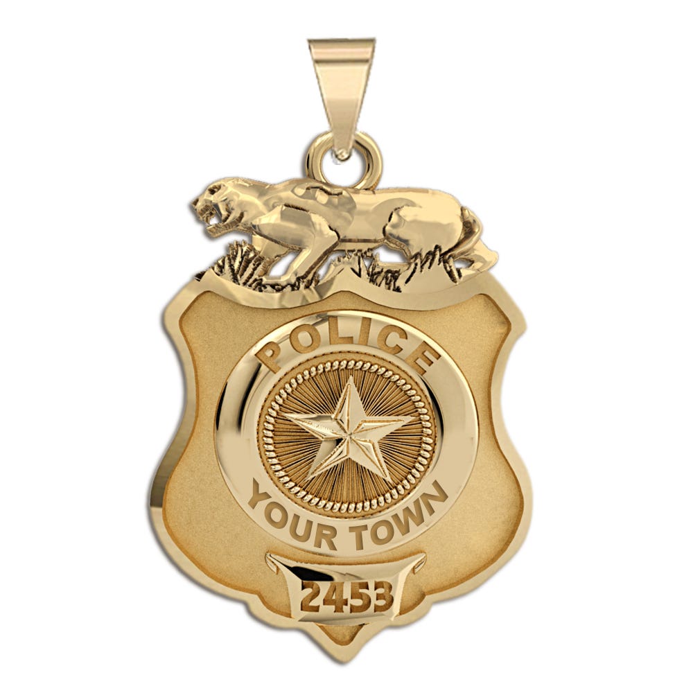 Personalized Texas with Panther Police Badge with Your Department and Number