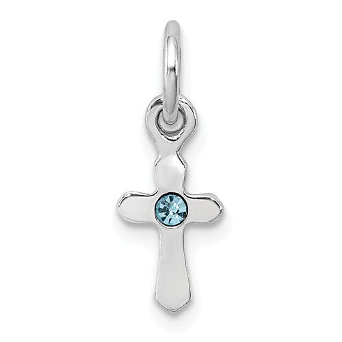 Sterling Silver March Crystal Cross Pendant