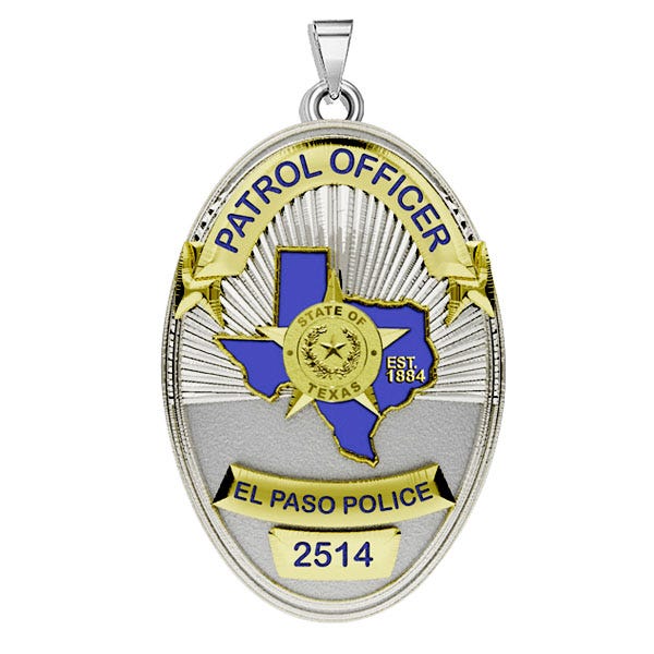 Personalized El Paso Texas Police Badge with Your Rank and Number