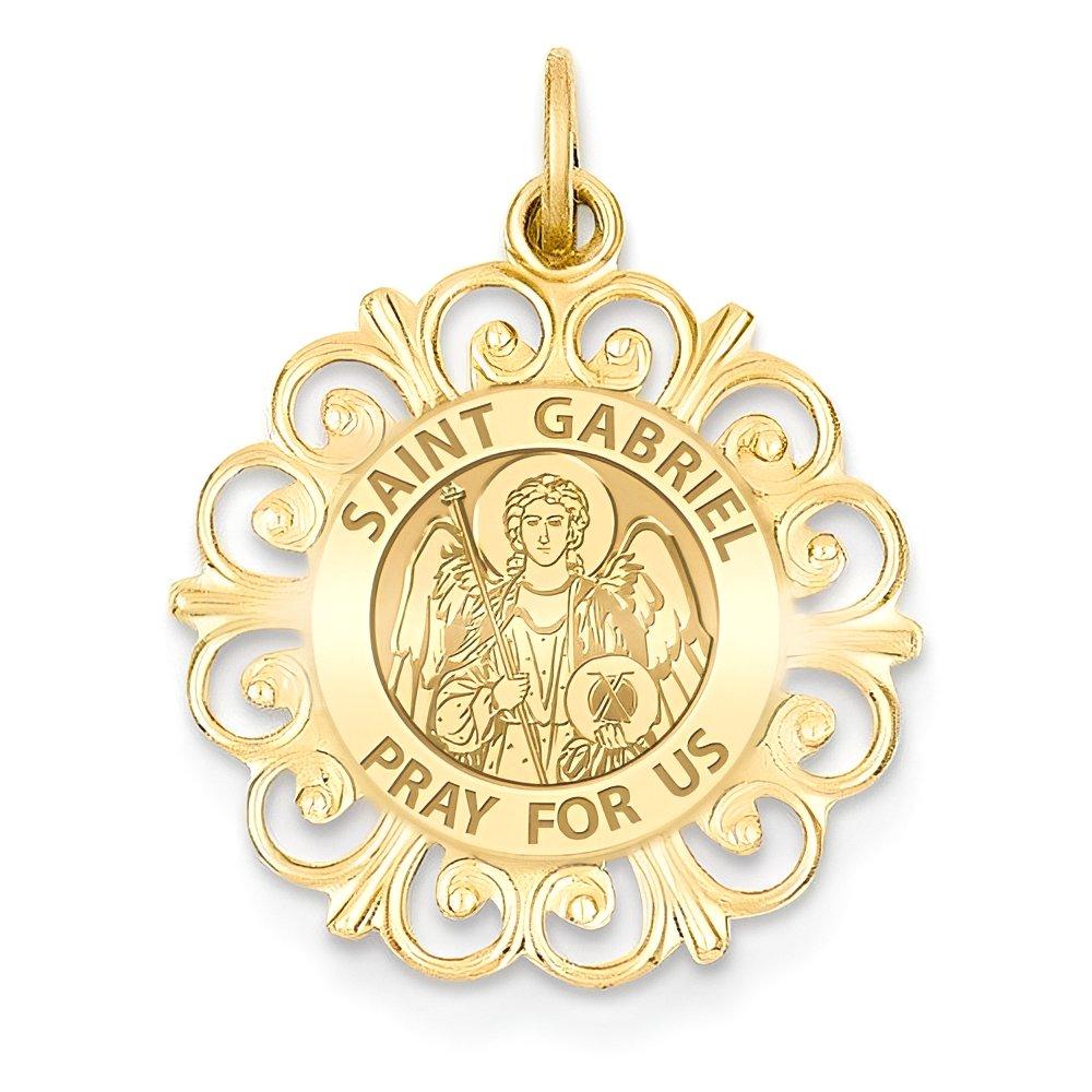Saint Gabriel Round Filigree Religious Medal