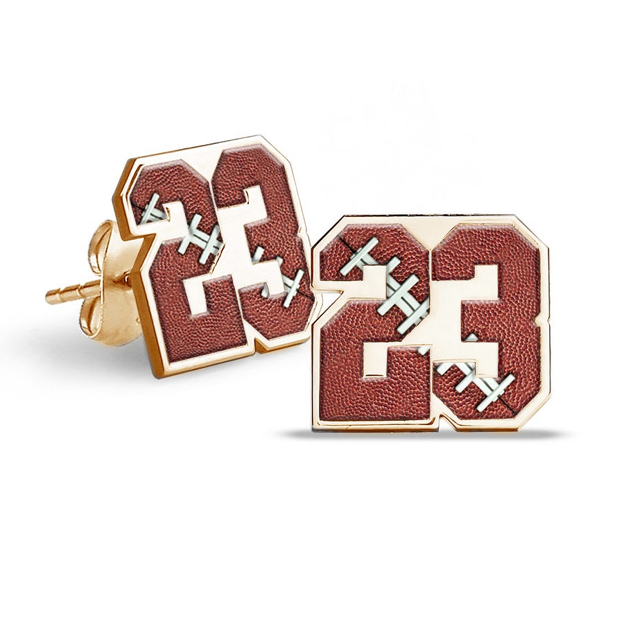 Pair of Sports Number Football Stud Earrings