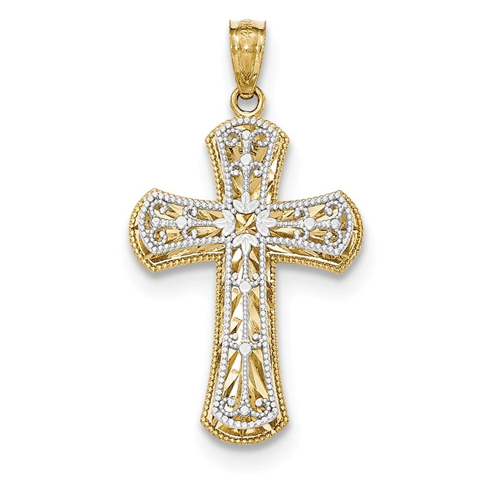 Two-Tone Polished Two-Level Cross Pendant