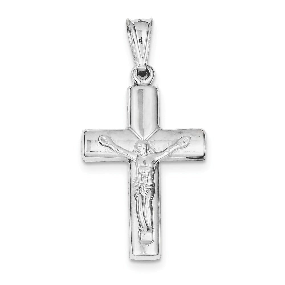 Rhodium-Plated Hollow Latin Crucifix Pendant