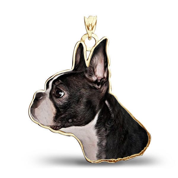 Boston Terrier Dog Color Portrait Charm or Pendant