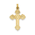 14K Budded Hollow Cross Pendant