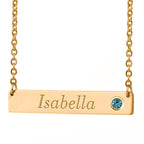 Horizontal Name Necklace with Birthstone and 18" Chain