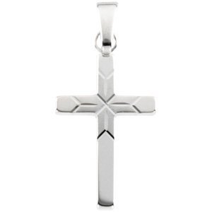 14K White Gold Cross Pendant