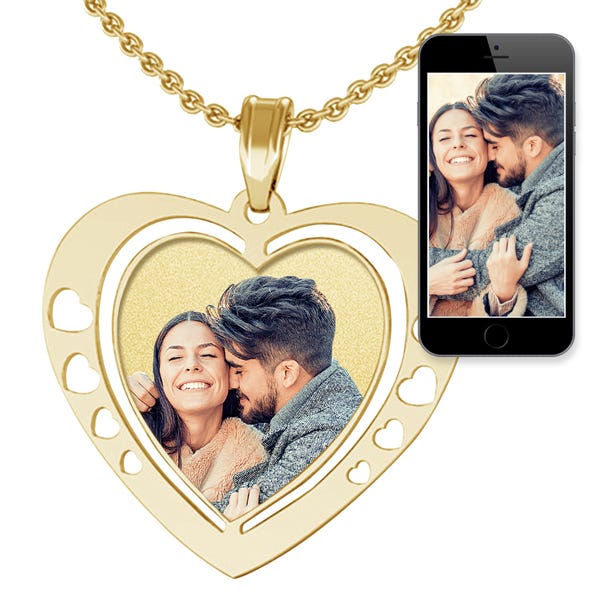 Heart Photo Pendant/Charm with Heart Cut Outs