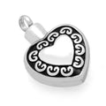 Stainless Steel Antique Floral Heart Cremation & Ash Holder
