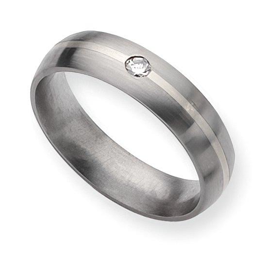 Titanium Approx. 0.24 Inch Diamond Brushed Wedding Band