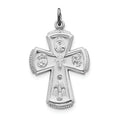 Sterling Silver Rhodium Plated Satin Cross Pendant