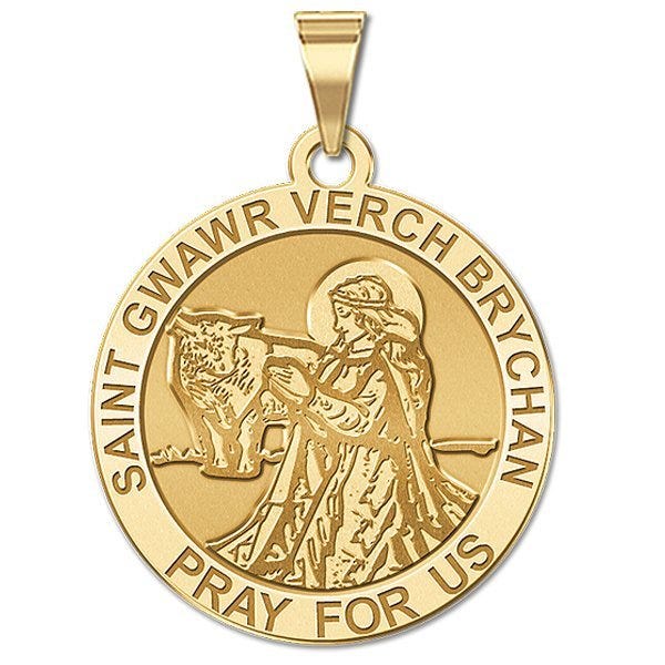 Saint Gwawr Verch Brychan Round Religious Medal