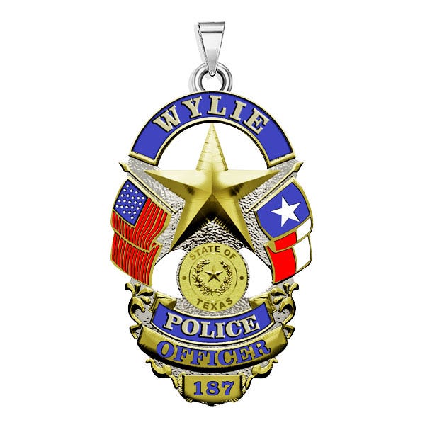 Personalized Wylie Texas Police Badge with Your Rank and Number