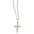 Sterling Silver And 12K Cross Necklace